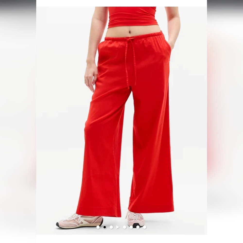 Athleta Paradise Linen-Blend Wide-Leg Pants - Red, XS (Runs Big/ Fits S/M) - Picture 2 of 4